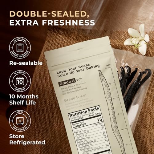 Gya Labs 10 Tahitian Vanilla Beans - Grade A 5-7 Inches Long, Caviar Rich & Flavorful Pods for Making Extract, Baking, Cooking, Paste & Coffee