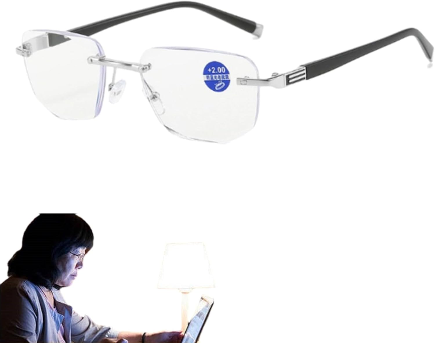 New Sapphire High Hardness Anti Blue Light Intelligent Dual Focus Reading Glasses, Progressive Far and near Dual-Use Glasses