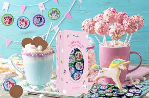 Fruidles Rainbow Unicorn Milk Chocolate Coins in Foil, with Stickers, Chocolates for Kids, Kosher Certified (Half-Pound)