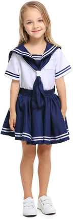 lontakids Girls Sailor Costume Kids Japanese School Uniform Kawaii Cosplay Navy Outfit Suit