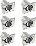 XLR 3-Pin Female Jack Socket Audio Speaker Panel Mount Connector Adapter for Microphone 6-Pack