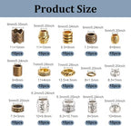 NBEADS 150 Pcs 15 Styles African & Tibetan Style Alloy Dreadlock & Beard Beads - Big Hair Beads for Men & Women Hair Braids & Decoration, Silver/Golden/Bronze, Hole 5-9mm
