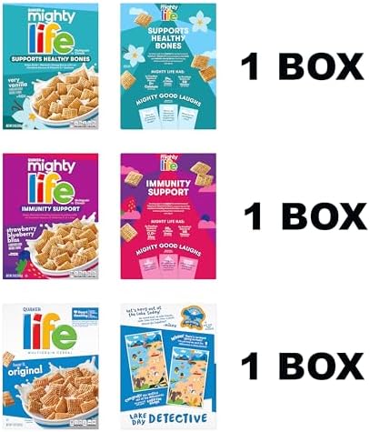 Quaker Mighty Life Multigrain Breakfast Cereal, 3 Flavor Variety Pack (3 Pack)