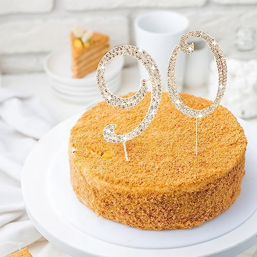 Birthday Cake Topper Number, Bling Gold Rhinestone Large Number 0-9 Happy Birthday Cake Topper for Birthday Anniversary Party Decoration, 9