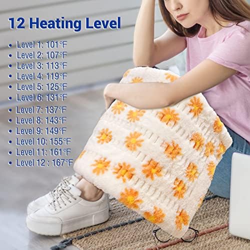 ZXU Heating Pad for Back Pain Relief and Cramps Relief- Ultra Soft Sherpa Heating Pad, XL King Size 12" x 24", 12 Heat Levels & 1-24H Auto Off，Stay on Function Hot Heated Pad, Machine Washable
