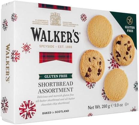 Walker’s Gluten Free Shortbread Cookies - 9.9 oz Shortbread Cookie Box - Includes Assortment of Shortbread Rounds and Chocolate Chip Cookies