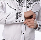 EL PIONERO Men's Western Shirt Long Sleeve Embroidered Cowboy Casual Snap Button Shirt Black