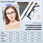 OCCI CHIARI Blue Light Blocking Reading Glasses Women Large Reader