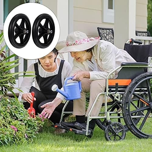 Healifty 2Pcs 7 Inch Wheels Replacement Wheelchair Caster Assembly Heavy Duty Front Wheelchair Wheel for Office Chairs Black