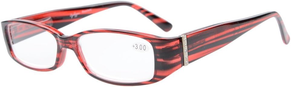 Eyekepper Spring Hinges Reading Glasses Readers with Genuine Austrian Crystals Women Red +3.5