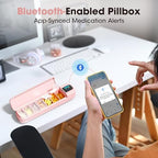 Daviky Automatic Pill Dispenser, Smart Pill Organizer with Alarm, Pill Box 7 Day with APP, Weekly Travel Pill Case, Portable Pill Reminder for Medicines, Supplements and Vitamins (Pink)
