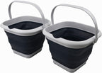 SAMMART 8.5L (2.2 Gallon) Collapsible Square Handy Bucket/Foldable SquareWater Pail/Portable Tub with Handle. Size 31cm (Square) (Grey/Slate Grey (Set of 2))