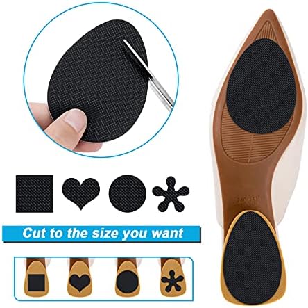 Non Slip Shoe Pads, GADEBAO Self Adhesive Anti Slip Shoe Grips on Bottom of Shoes, Odorless Silicone Pads, High Heels Non Skid Sole Protector Stickers (Black-8 pcs)