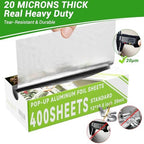 Aluminum Foil Sheets, 400 Count Tin foil,12" x 10.6" Pre-Cut Pop-Up Dispenser for Food Wrap, Hot Dog or Sandwich Wrap,Food Storage, Baking, Catering, Restaurant,Kitchen Use (Silver, 12 Inch)