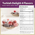 Eastanbul Turkish Delight, 10.5oz, Turkish Delights Candy Assorted Strawberry, Blackberry, Raspberry & Blueberry Flavor, International Candy, Lokum, Plain, Gluten Free, Vegan