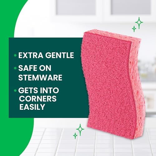 Scotch-Brite Delicate Care Scrub Sponges, 9 Count (3 Packs of 3) – Non-Scratch Cleaning for Glassware, Non-Stick Cookware