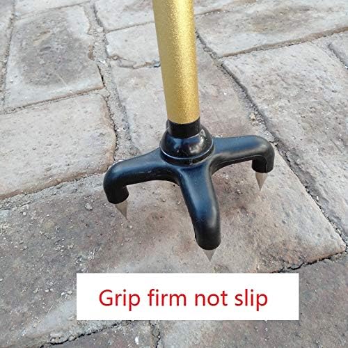Anti-Skid Crutch with Metal 4-Prong Retractable Ice Cane Tips Strong Trekking Pole Walking Stick for Mountain Climbing Snow Ice Surface