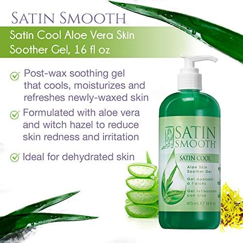 SATIN SMOOTH Aloe Vera Gel, Post-Wax Soothing Formula to Reduce Redness and Soothe Irritated Skin, Hydrating Care for Face, Body, and Hair, 16 fl oz.