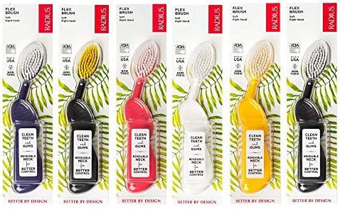 RADIUS Flex Brush with Soft Bristles Toothbrush BPA Free & ADA Accepted Designed to Improve Gum Health & Reduce Issues - Right Hand - Assorted - Pack of 6