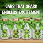 Ethisa Small 12 Pack Frog Party Favors - DIY Candy Jars with Ribbons and Stickers - Party Decoration Bottles for Birthday, and Baby Shower - Toad Theme Table Centerpieces