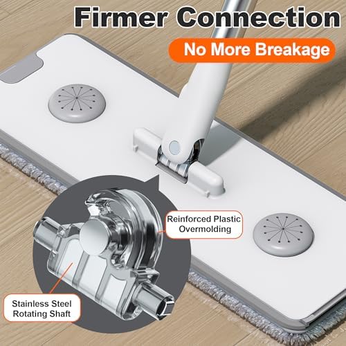 Mop and Bucket Set, Flat Mop and Bucket System, Mop Bucket with Wringer, Wall Mop with Adjustable Handle (Max 61 Inches), 5 Washable Microfiber Mop Pads