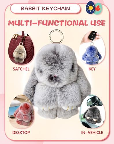 Bunny Keychain with Tin – Handmade Soft Plush Bunny Charm for Keys, Bags & Backpacks, Fluffy Bunny Keychain Plush Gift