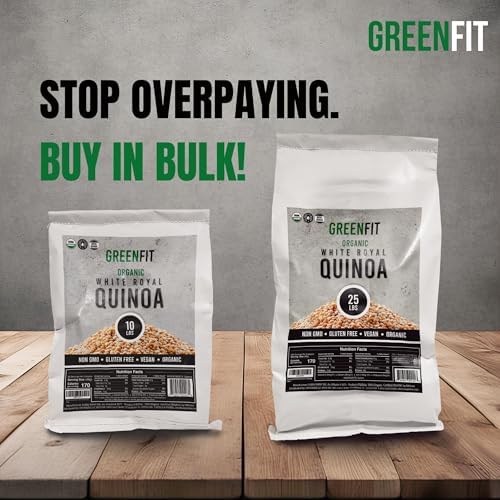 Greenfit Royal Organic White Quinoa | Non-GMO, Gluten-Free, Vegan, and Organic | Complete Protein, High Fiber, Low-Calorie White Quinoa | (10 Pound - Pack of 1)