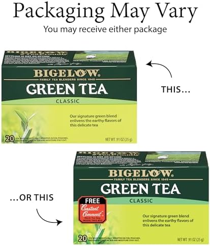 Bigelow Tea Classic Green Tea, Caffeinated Tea, 20 Count Box (Pack of 6), 120 Total Tea Bags