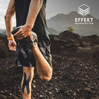 Effekt Pre Cut Kinesiology Tape Waterproof (10'' x 2''), 25 Kinesiology Tape precut Strips - Elastic Medical Tape for Muscle, Knee Support and Injury Recovery, Belly Tape for Pregnancy (Blue + Black)