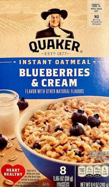 Quaker Instant Oatmeal, Blueberries & Cream, Pack of 2