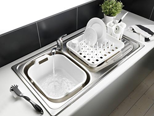 Addis Rectangular Washing Up Bowl with Handles, White, 39 x 32 x 14 cm
