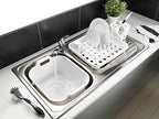 Addis Rectangular Washing Up Bowl with Handles, White, 39 x 32 x 14 cm