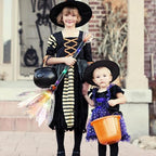 Halloween Witch Broomstick, Flying Prop with Ribbon Handle, Plastic and Mesh Design, Perfect for Cosplay, Party Decor, Costume Parties, Theme Events, Suitable for Children and Adults. (Black)