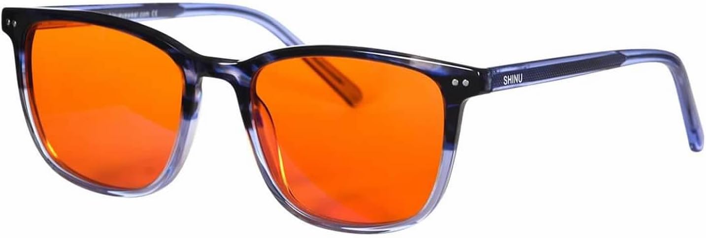SHINU Blue and Green Wavelength Blocking Glasses Disruptive Light Blocking Glasses Red Lens Eliminate Eye Strain