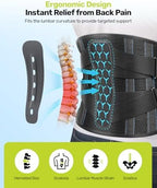 Rakiie Lumbar Back Brace with Removable Pad, Adjustable Lower Back Pain Relief Support for Men and Women, Comfortable Support Belt Ideal for Lower Back Pain, Sciatica, Scoliosis, Size XL (Waist: 45.3"-51.2")