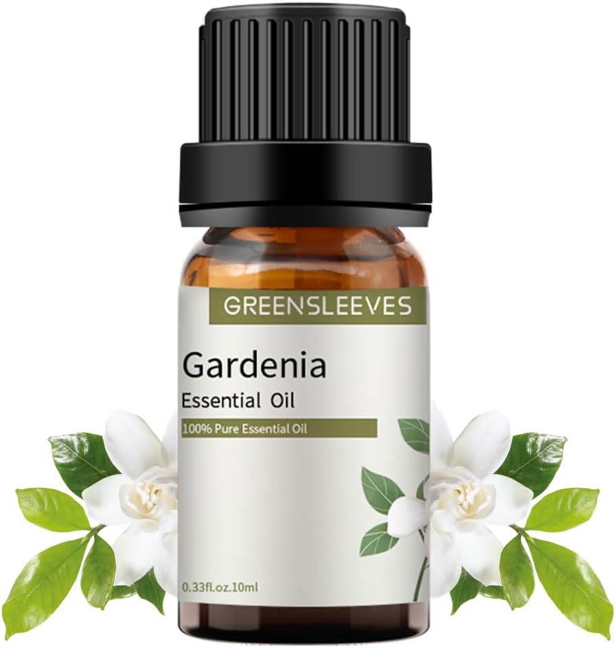 GREENSLEEVES Gardenia Essential Oil, 10ml Pure Plant-Based Fragrance Oil for Aromatherapy, Essential Oils for Diffuser, Air Freshener, Massage, Bath Bomb, Scented Candle Soap Making