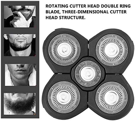 Universal Electric Beard Shaver 5 Blade Rotating Head, &, Removable & Washable Cutter Head, Replacement Accessory for a Cleaner, Faster Shave (Spare 5 Blades)