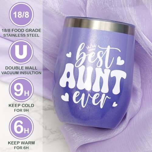 Aunt Gifts for Women, Best Auntie Brithday Gift Ideas Box from Niece Nephew, Promoted to New Auntie, Best Aunt Ever Tumbler Set Get Well Soon Self Care 7pcs Basket for Christmas, Mothers Day