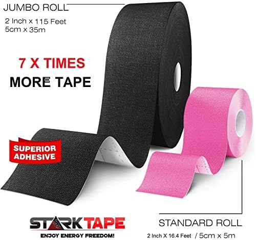 Original Kinesiology Athletic Tape. Professional Sports Tape for Ankle Wrist Knee Shoulder Muscles Joints. Latex Free, Waterproof, Stretchy, and Gentle on Skin. Up to 115 ft/Roll