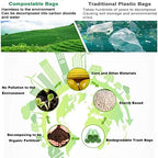 2 Gallon Compostable Trash Bags Small Biodegradable Garbage Bags 7.5 Liters Wastebasket Trash Liners for Bathroom Office Bedroom, Green 100 Counts
