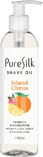 Pure Silk Shave Oil for Women, Shaving Oil for Smooth Shave, All Skin Types, Hydrating Vitamin E, Aloe, Botanical Extracts - Island Citrus, 7.7 fl oz (Pack of 1)