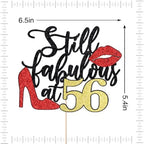 Still Fabulous at 56 Cake Topper,Happy 56th Birthday Cake Topper, Queen High heels Big Red lips Cake Topper,Women 56th Birthday Party Cake Decorations
