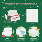 Vinda 3-Ply Ultra Care Facial Tissues, Cute Edition, Festive Holiday Boxes, 130 Tissues/Box, 8 Flat Boxes, Ultra Soft & Gentle for Sensitive Skin, Ideal for Home, Office, or Holiday Gifts