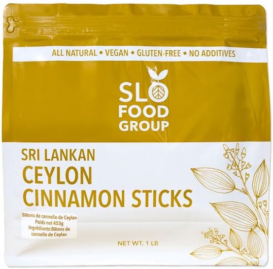Slofoodgroup -Ceylon Cinnamon Sticks - 1 Lb - Pure Ceylon Cinnamon Quills -5 Inch Cut Cinnamon Spice from Sri Lanka, True Cinnamon - Cinnamomum Verum