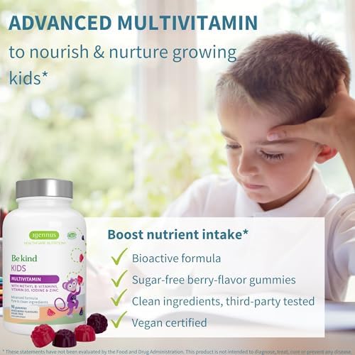 Igennus Methylated Kids Multivitamin Gummies, Clean Label & Third Party Tested, No Artificial Sweeteners or Flavors, Sugar Free, Age 4+, 90 Natural Berry Flavor from Fruit Powder, Non-GMO, Halal