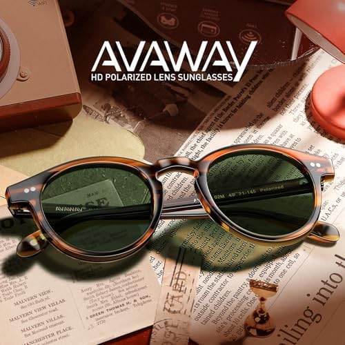 AVAWAY Small Face Womens Mens Sunglasses Polarized – Round Acetate Frame UV400 Protection for Driving Vacation Summer Outings