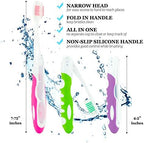 Portable Folding Toothbrush Kit - Built-in Cover, Collapsible, Multi-color (6 Pack Soft-Multicolor)