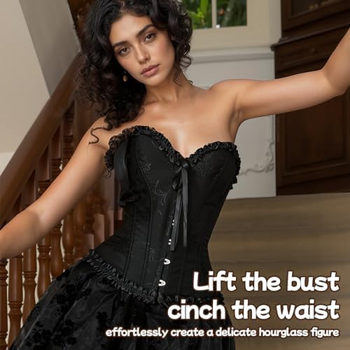 Corset Tops for Women Lace Waist Push Up Sexy Bustiers Shapewear Lingerie Renaissance Underbust Bodysuit Boned