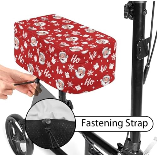 Christmas Santa Hohoho Knee Scooter Cushion Cover, Knee Scooter Pad for Comfort, Memory Foam Cushion Knee Walker Accessories with Removable Cover, 4'' Thick Fits Most Knee Walker Models