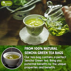 TOG999, Premium 60 Sencha Green Tea Bags, 100% Natural & Pure from Sencha Green Tea Leaves. Loose Leaf Sencha Herbal Tea. No Sugar, No Gluten, Vegan.